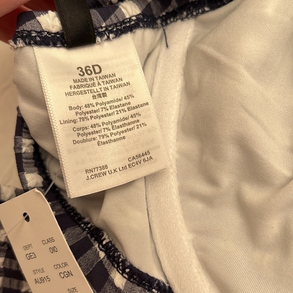 J Crew ruffle underwire bikini top and hipster bottom in Classic Navy Gingham - Picture 7 of 9